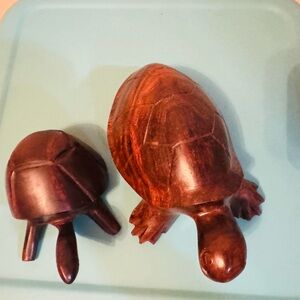 Handcrafted Wooden Turtle Figurines
